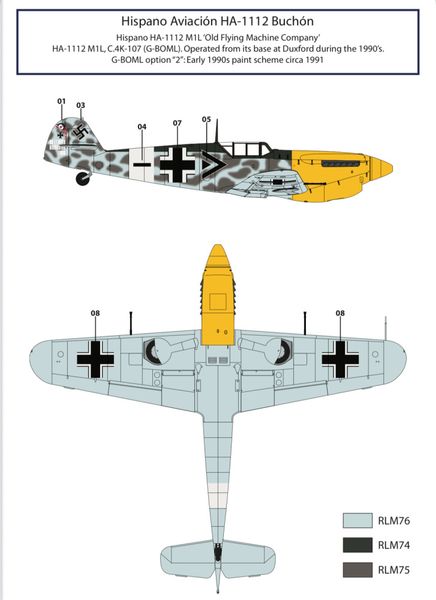 1/24 Scale HA- 1112 M1L Buchon «G-BOML» Decals