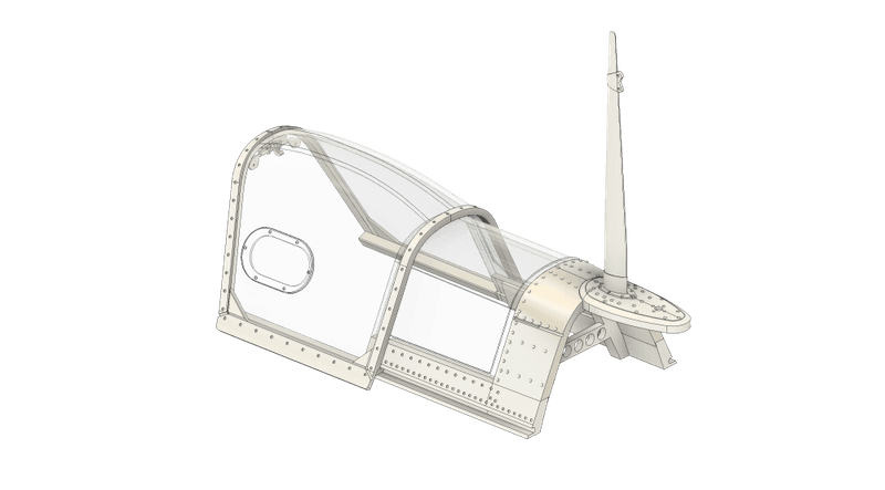 1/24 Supermarine Spitfire/Seafire cockpit glass (flatt) - bakre deler inkl antenne