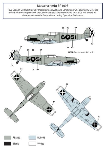 1/24 Scale Bf 109 and Buchon «Condor Legion» decals