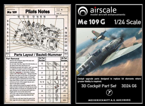 1/24 Scale Messerschmitt  Bf109 G Cockpit Parts Set
