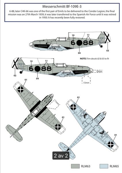 1/32 Scale Bf 109 and Buchon «Condor Legion» decals