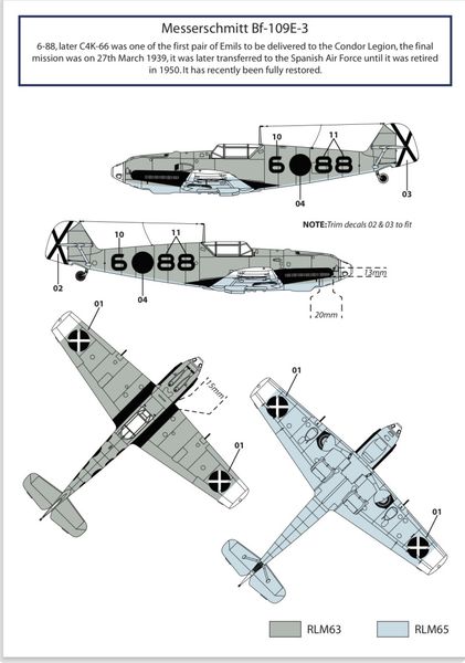 1/24 Scale Bf 109 and Buchon «Condor Legion» decals