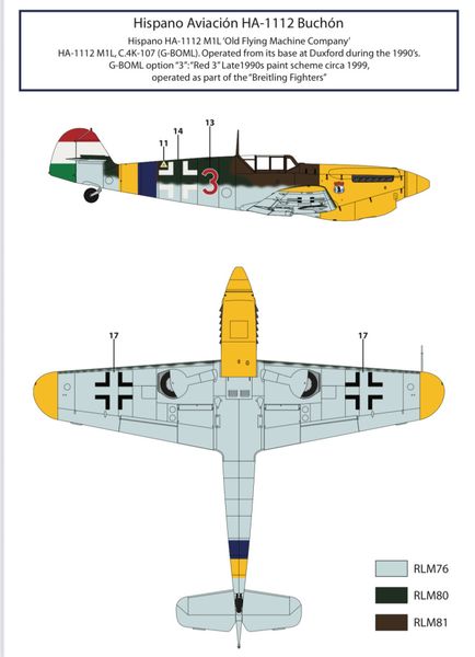 1/24 Scale HA- 1112 M1L Buchon «G-BOML» Decals
